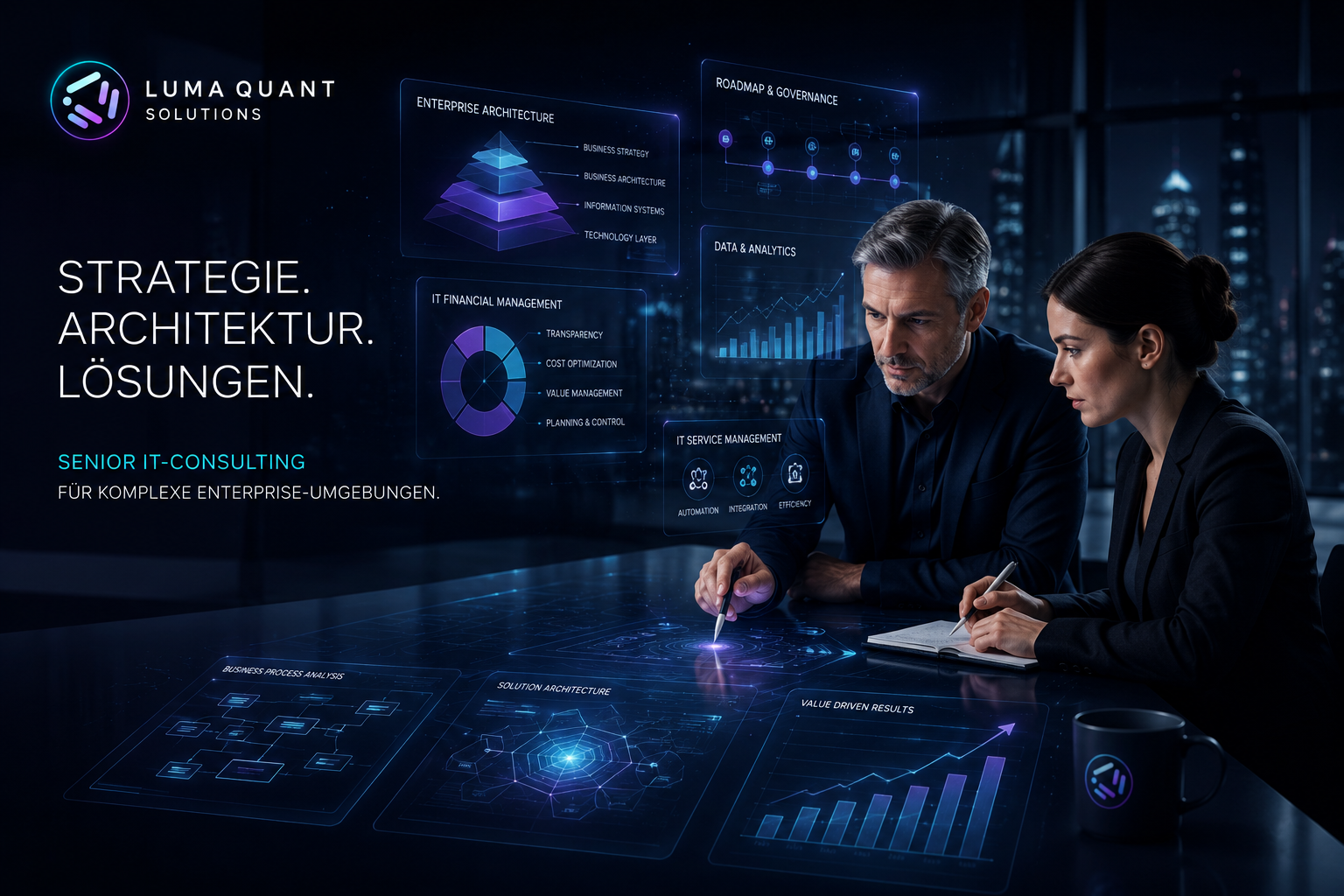 Futuristische Luma Quant Consulting Visualisierung